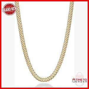 18K Gold Plated Sterling Silver 4mm Mesh Chain Necklace 20 Inch